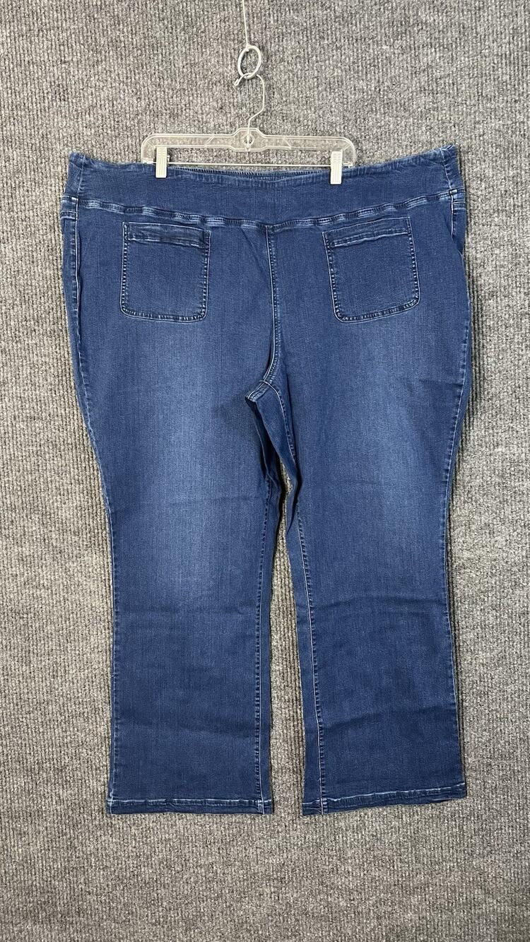 Belle Kim Gravel Jeans Womens Plus 32W Blue Medium Wash Pull On High Rise Denim